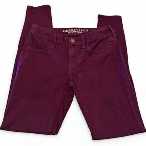American Eagle Outfitters Women's Burgundy Skinny Jeans Size 6